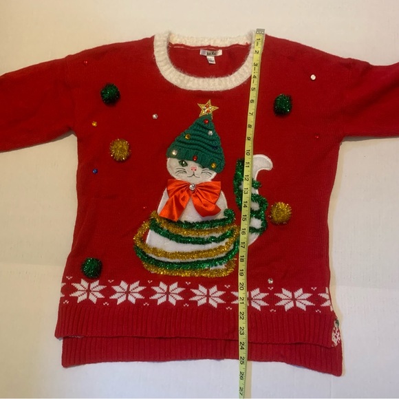 Ugly Christmas Sweater Cat With Tinsel Size Large - Picture 6 of 7